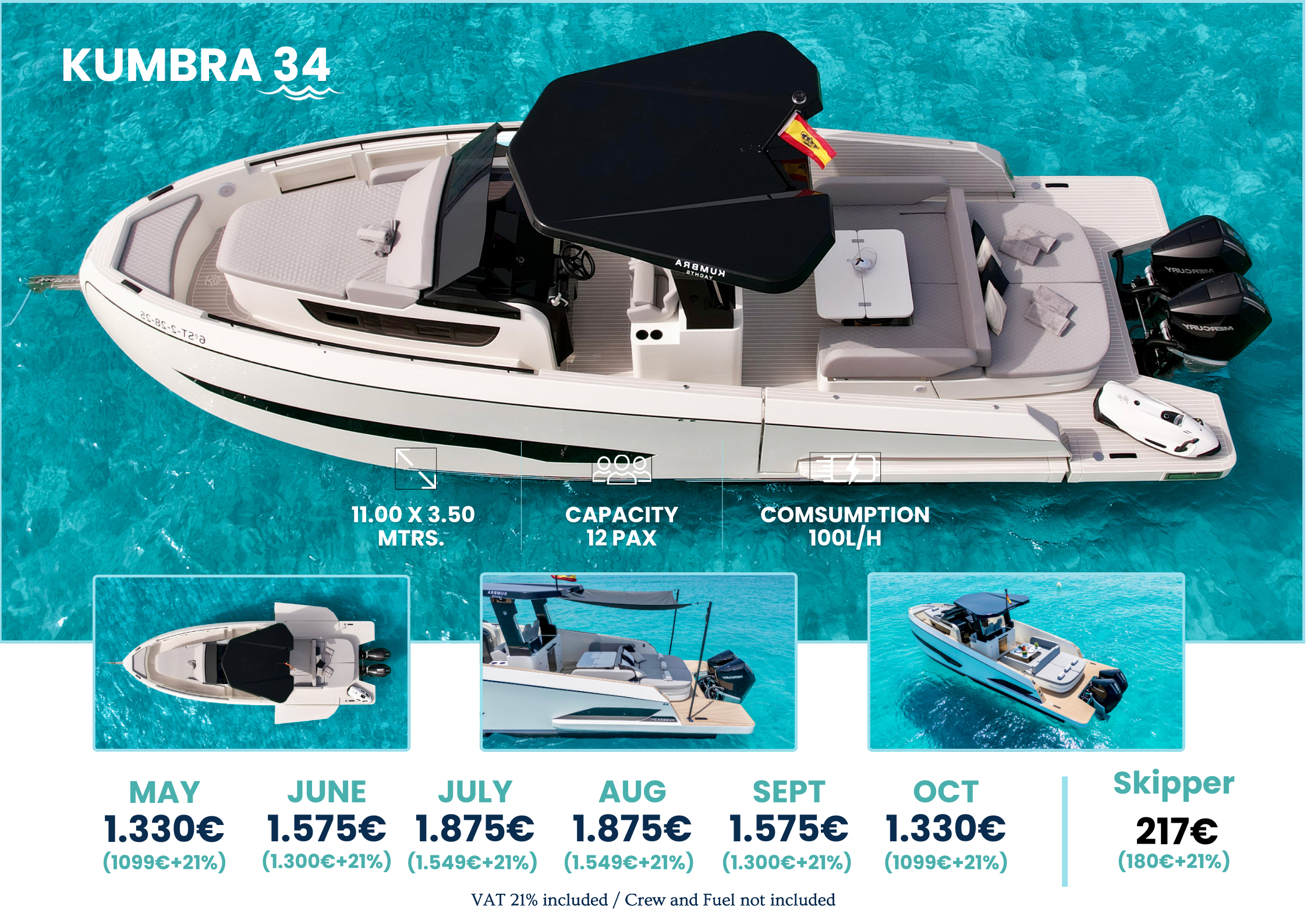 Kumbra 34 charter Ibiza