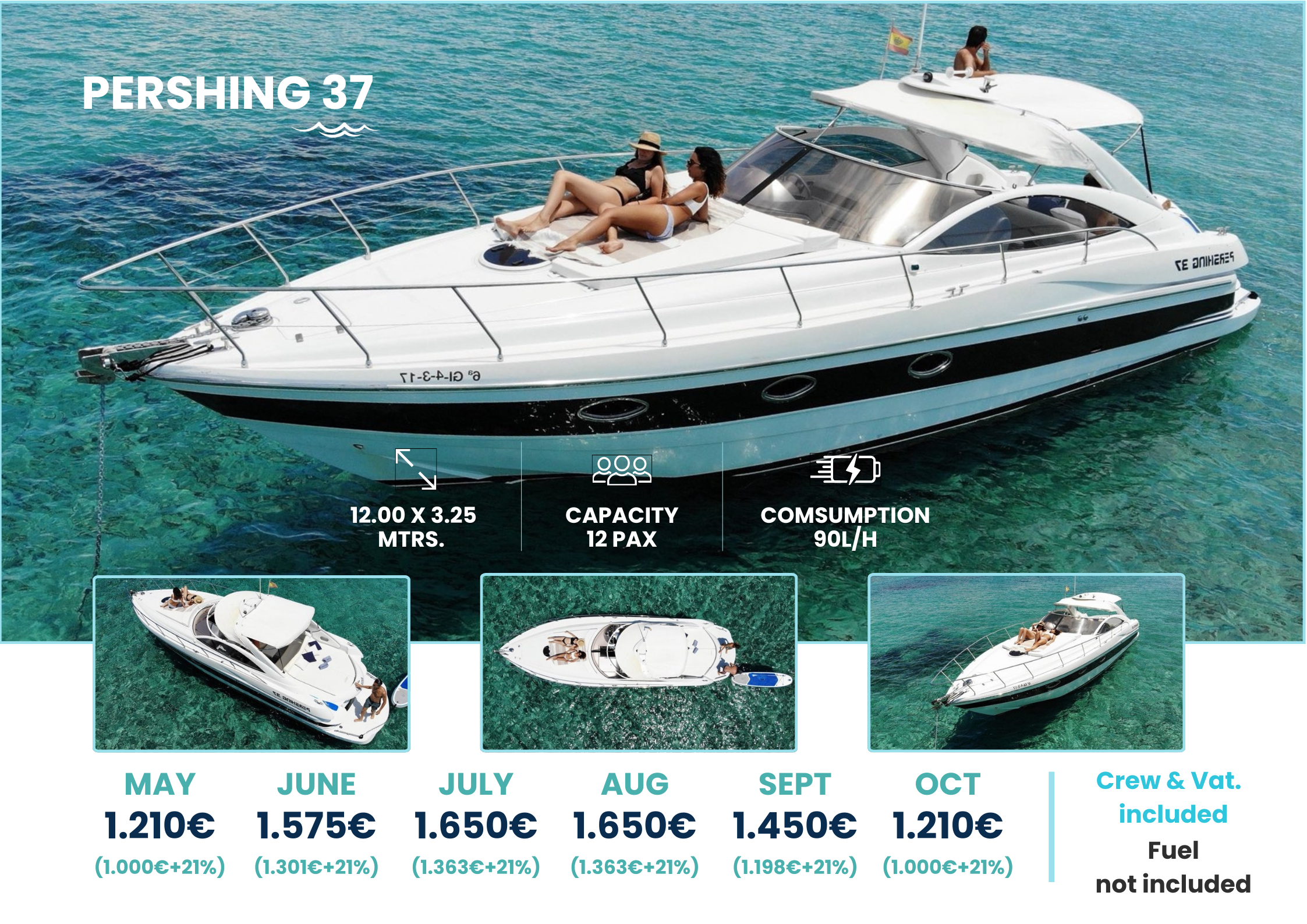 Pershing 37 charter Ibiza